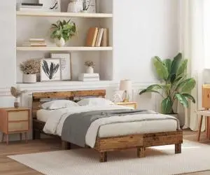 vidaXL Cadru de Pat din Lemn Natural Lemn masiv 120 x 200 cm Durabil