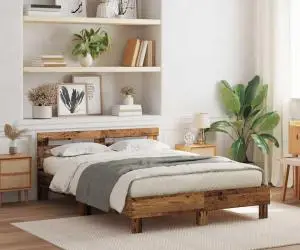 vidaXL Cadru de Pat din Lemn Lemn Recuperat 140 x 190 cm Convertibil