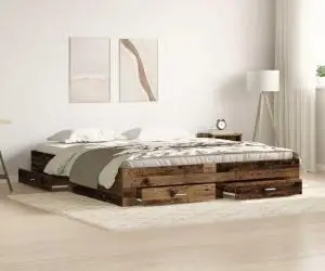 vidaXL Cadru de pat cu sertare, lemn vechi, 180x200 cm, lemn prelucrat