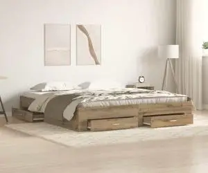 vidaXL Cadru de pat cu sertare, stejar artizanal, 180x200 cm, lemn
