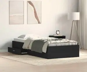 vidaXL Cadru Pat Stejar Negru 100x200 cm Lemn Prelucrat