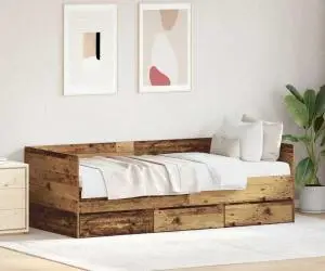 vidaXL Pat de zi rustic Lemn vechi Lemn ingineresc 90 x 200 cm Durabil