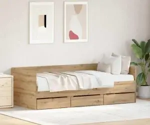 vidaXL Pat de zi Lemn de stejar artizanal Lemn prelucrat 90 x 200 cm