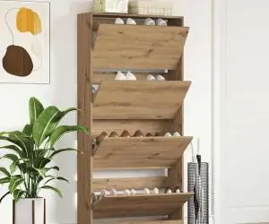 vidaXL Dulap pentru pantofi Stejar natural Lemn durabil 80 x 21 x 163.5 cm