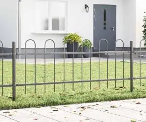vidaXL Gard gri cu vârf arcuit, dimensiuni 3.4 x 0.6 m, din oțel