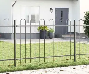 vidaXL Gard cu vârf arcuit, gri, 3,4 x 0,8 m, din oțel