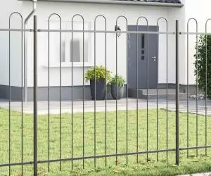 vidaXL Plasa de grădină cu vârful de hoop gri, 3.4x1.5 m din oțel
