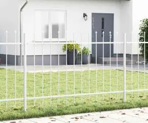 vidaXL Gard de Grădină Alb 5.1 x 1 m Oțel vopsit electrostatic