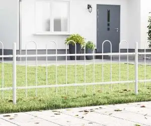 vidaXL Gard cu vârful în formă de arc, alb, 3.4x0.6m, din oțel