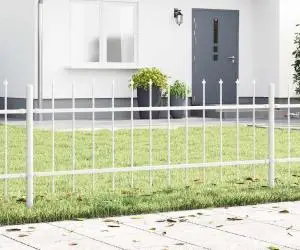vidaXL Gardă de Grădină cu Vârf de Lance - Alb, 11.9 x 0.6 m, Oțel