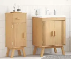 vidaXL Set mobilier de baie, 2 piese, lemn masiv de pin