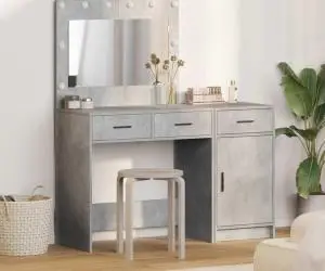 Set de toaletă 2 piese cu LED Gri beton din lemn prelucrat