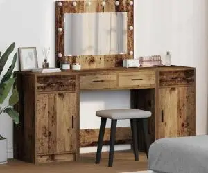 vidaXL Set masă toaletă cu LED 3 piese, lemn vechi, lemn prelucrat