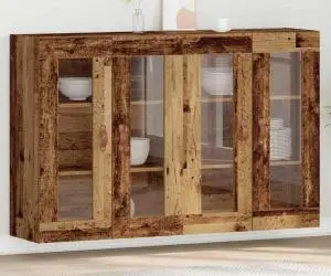vidaXL Dulapuri pentru Perete , 2 piese, lemn vechi, dimensiuni 69.5 x 34 x 90 cm, lemn ingineresc.