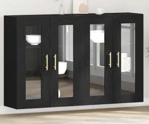 vidaXL Dulapuri pentru perete , 2 piese, Stejar negru, 69,5 x 34 x 90 cm, lemn prelucrat.
