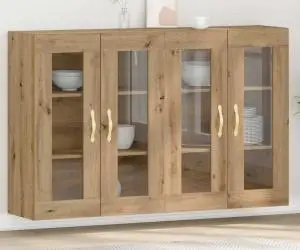 vidaXL Dulapuri montate pe perete , 2 piese, Stejar Artisan, 69,5 x 34 x 90 cm, din lemn tehnic.