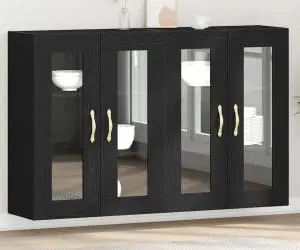 vidaXL Dulapuri montate pe perete - 2 piese Stejar negru 69,5 x 34 x 90 cm, din lemn prelucrat.