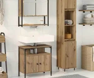 vidaXL Set de mobilier pentru baie 2 piese din lemn de stejar artistic