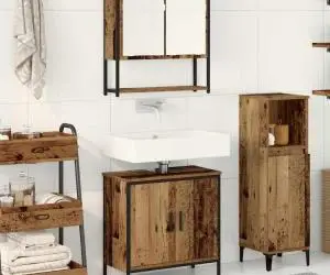 vidaXL Set de Mobilier pentru Baie în 2 Piese din Lemn Vechi și Lemn Prelucrat