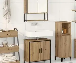 vidaXL Set de mobilier pentru baie din 2 piese din lemn prelucrat Artisan Oak