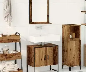 vidaXL Set de dulapuri pentru baie 2 piese din lemn vechi, lemn prelucrat