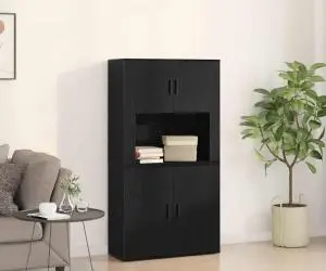 vidaXL Highboard Negru Stejar 80x33x150 cm Lemn Prelucrat