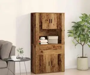 vidaXL Highboard din lemn vechi 80x33x150 cm din lemn stratificat
