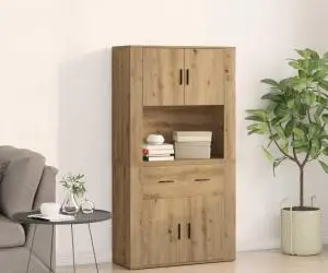 vidaXL Highboard Stejar Artizanal 80x33x150 cm Lemn Prelucrat