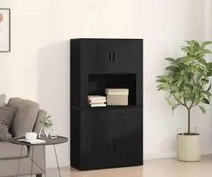 vidaXL Highboard Stejar Negru 80x33x150 cm Lemn Prelucrat