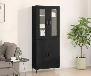 vidaXL Bufet cu dulap de perete Negru Stejar lemn compus