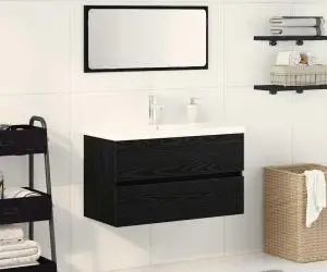 vidaXL Set mobilă baie din stejar negru