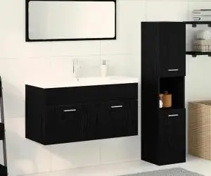 vidaXL Set de mobilier pentru baie 4 piese , lemn prelucrat negru