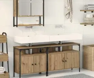 vidaXL Set de mobilă pentru baie 3 piese Stejar Artisan Lemn prelucrat