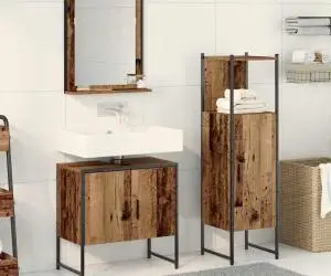 vidaXL Set de dulapuri pentru baie 3 piese din lemn vechi
