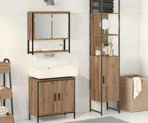 vidaXL Set de Mobilier pentru Baie 3 Piese Stejar Artisan Lemn Stratificat