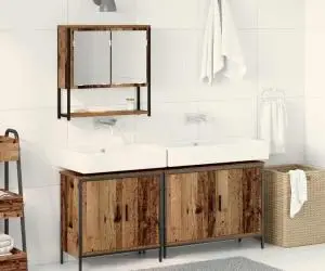 vidaXL Set de Mobilier pentru Baie 3 Piese Lemn Vechi din Lemn Compozit