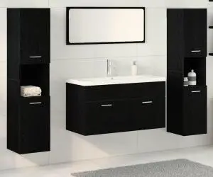 vidaXL Set mobilă baie 5 piese Stejar negru Lemn prelucrat
