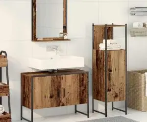 vidaXL Set de mobilier pentru baie format din 3 piese din lemn vechi și lemn compus