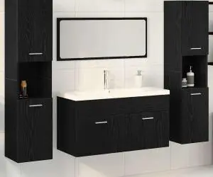 vidaXL Set mobilier baie 5 piese din lemn prelucrat