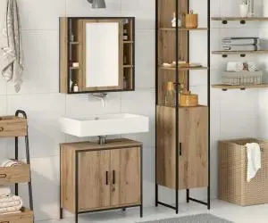 vidaXL Cabinet baie Stejar artizanal 33x33x185.5 cm Lemn prelucrat