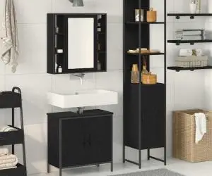 Cabinet Chiuvetă Baie vidaXL Stejar Negru 60x30x60 cm Lemn Prelucrat