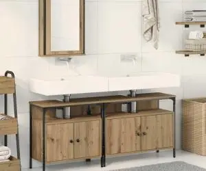 vidaXL Set de mobilier pentru baie 3 piese Stejar artizanal Lemn ingineresc