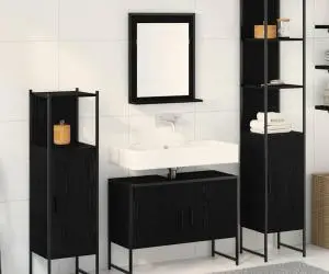 vidaXL Set 4 piese mobilier baie Stejar negru Lemn prelucrat