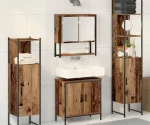 vidaXL Set Mobilier pentru Baie 4 Piese Lemn Uzat