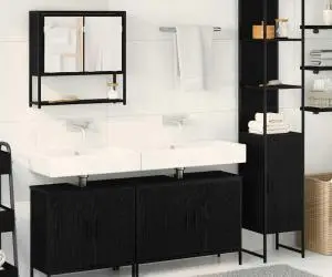 vidaXL Set Mobilier Baie de 4 Piese în Stejar Negru și Lemn Prelucrat