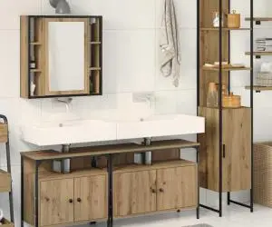 vidaXL Set baie 4 piese din stejar artisan