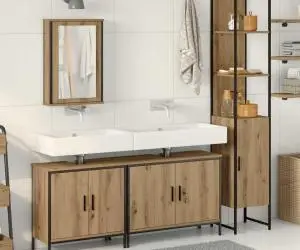 vidaXL Set de mobilier pentru baie , 4 piese, lemn prelucrat, stejar artizanal