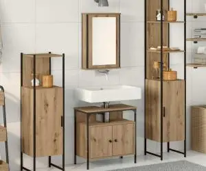 vidaXL Set de baie în 4 piese din stejar