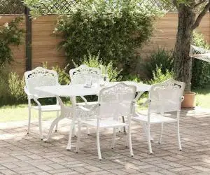 vidaXL Set de dining pentru grădină 5 piese din aluminiu turnat alb