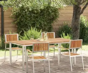 Set de Dining pentru Grădină 5 Piese din Lemn Solid de Acacia
